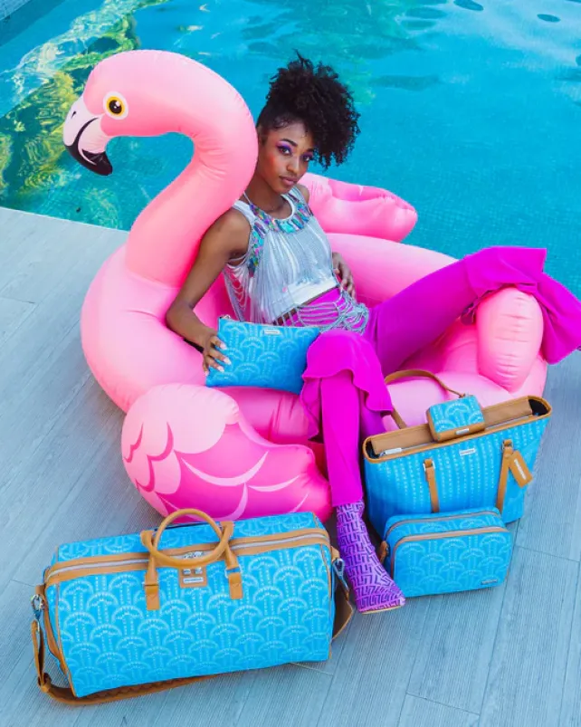 CROSSOVER CLUTCHES>SPRAYGROUND ILLUCHAINS TURQ CROSSOVER CLUTCH