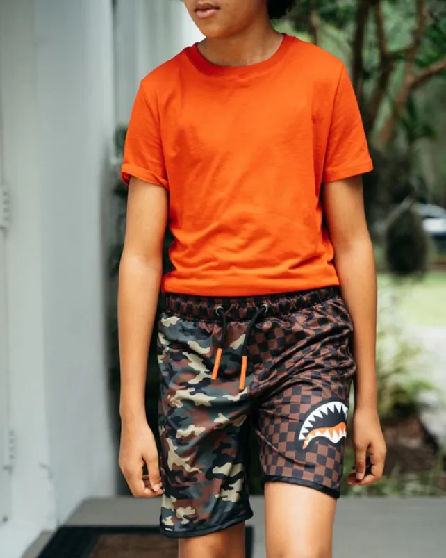SWIMWEAR>SPRAYGROUND KIDS CHECKS u0026 CAMO SWIM TRUNKS