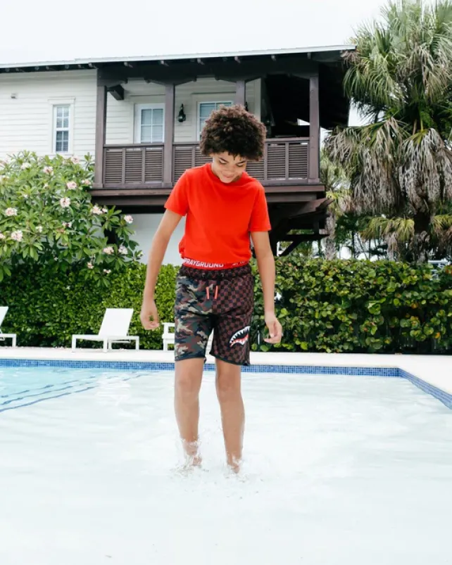 SWIMWEAR>SPRAYGROUND KIDS CHECKS u0026 CAMO SWIM TRUNKS