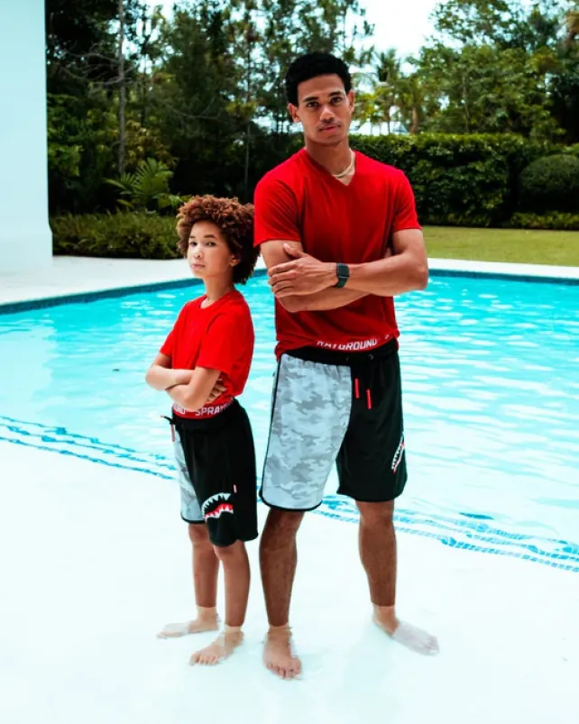 SWIMWEAR>SPRAYGROUND KIDS DAMAGE CONTROL SWIM TRUNKS