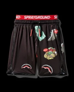SWIMWEAR>SPRAYGROUND KIDS PATCH ALL-IN SWIM TRUNKS (BLACK)