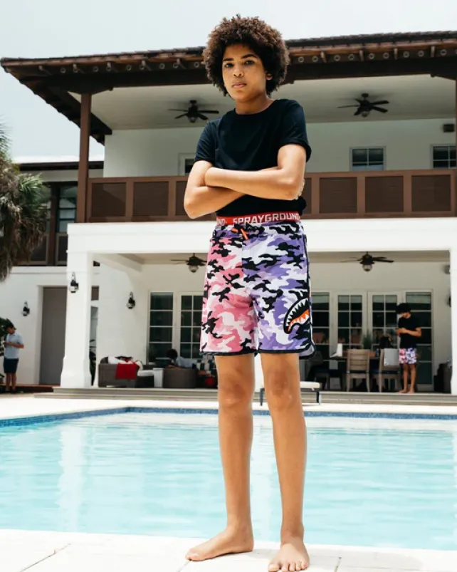 SWIMWEAR>SPRAYGROUND KIDS SPLIT CAMO SWIM TRUNKS
