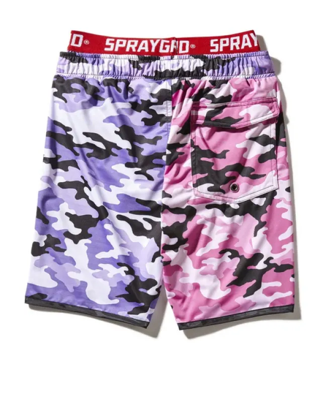 SWIMWEAR>SPRAYGROUND KIDS SPLIT CAMO SWIM TRUNKS