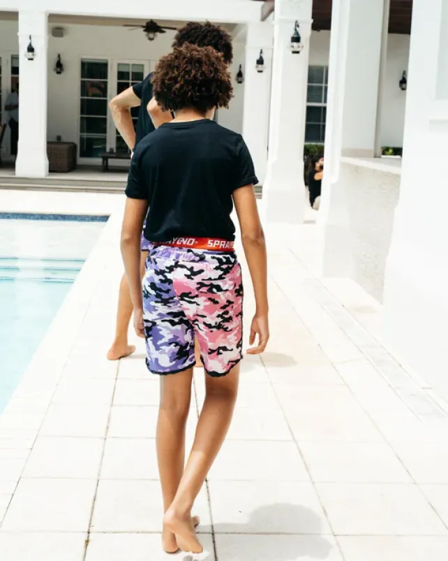 SWIMWEAR>SPRAYGROUND KIDS SPLIT CAMO SWIM TRUNKS