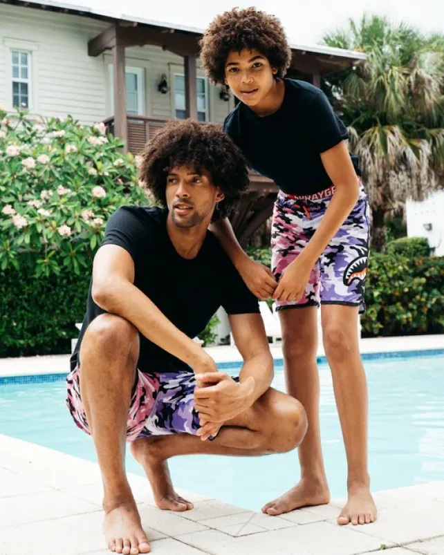 SWIMWEAR>SPRAYGROUND KIDS SPLIT CAMO SWIM TRUNKS