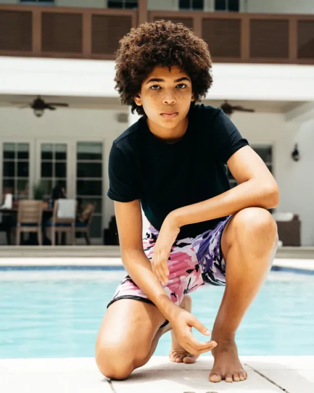 SWIMWEAR>SPRAYGROUND KIDS SPLIT CAMO SWIM TRUNKS
