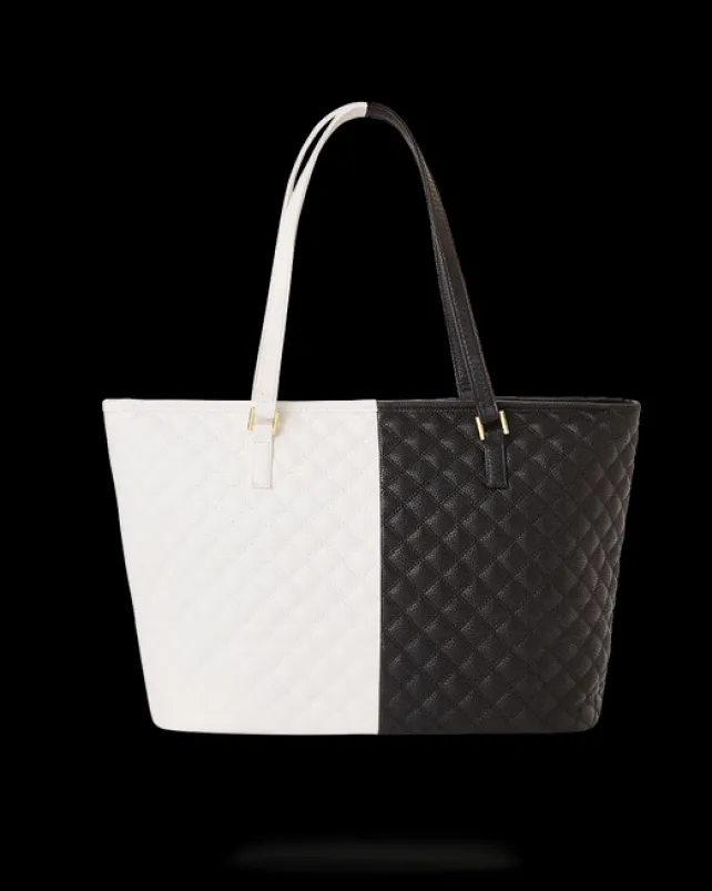 TOTES|HANDBAGS>SPRAYGROUND LEVELED UP SPLIT QUILT SHARK TOTE