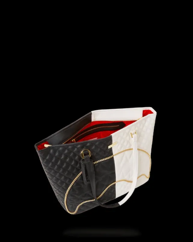 TOTES|HANDBAGS>SPRAYGROUND LEVELED UP SPLIT QUILT SHARK TOTE
