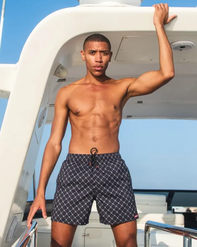 SWIMWEAR>SPRAYGROUND MIDNIGHT MONEYGRAM SHOTO SWIM TRUNKS