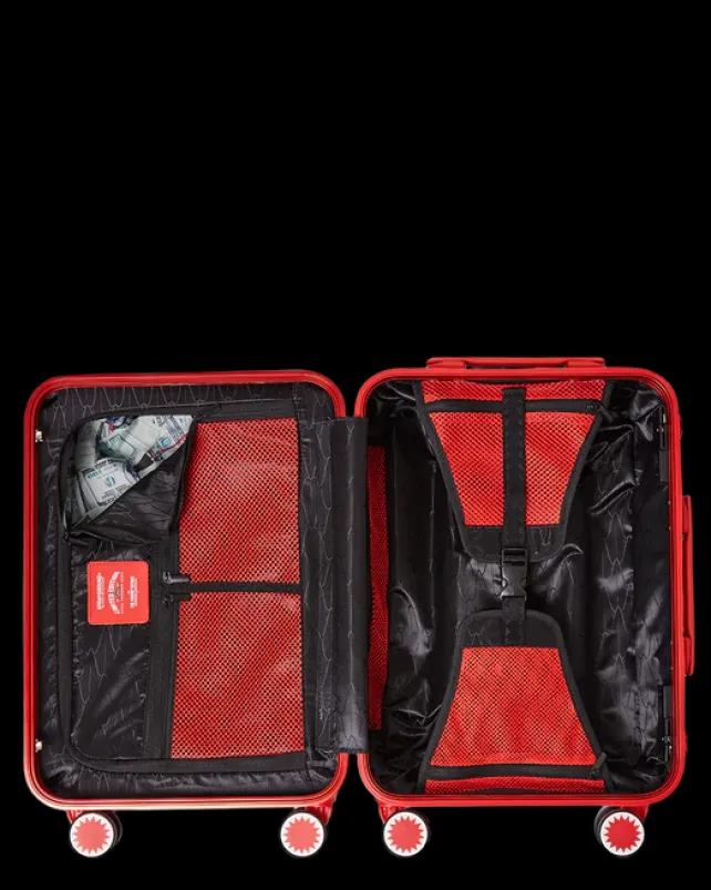CARRY-ON LUGGAGE>SPRAYGROUND MOLDED SHARKITECTURE RED HARDSHELL CARRY-ON LUGGAGE