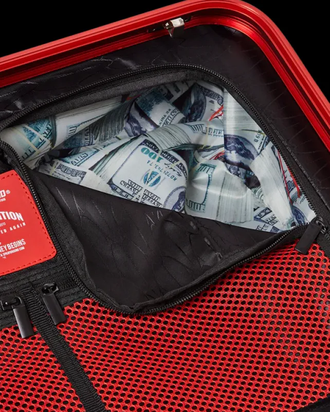 CARRY-ON LUGGAGE>SPRAYGROUND MOLDED SHARKITECTURE RED HARDSHELL CARRY-ON LUGGAGE