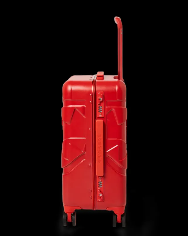 CARRY-ON LUGGAGE>SPRAYGROUND MOLDED SHARKITECTURE RED HARDSHELL CARRY-ON LUGGAGE