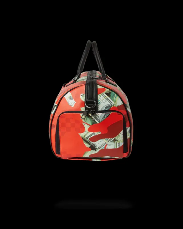 DUFFLES>SPRAYGROUND MONEY CAMO (RED) DUFFLE
