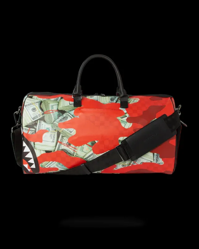DUFFLES>SPRAYGROUND MONEY CAMO (RED) DUFFLE