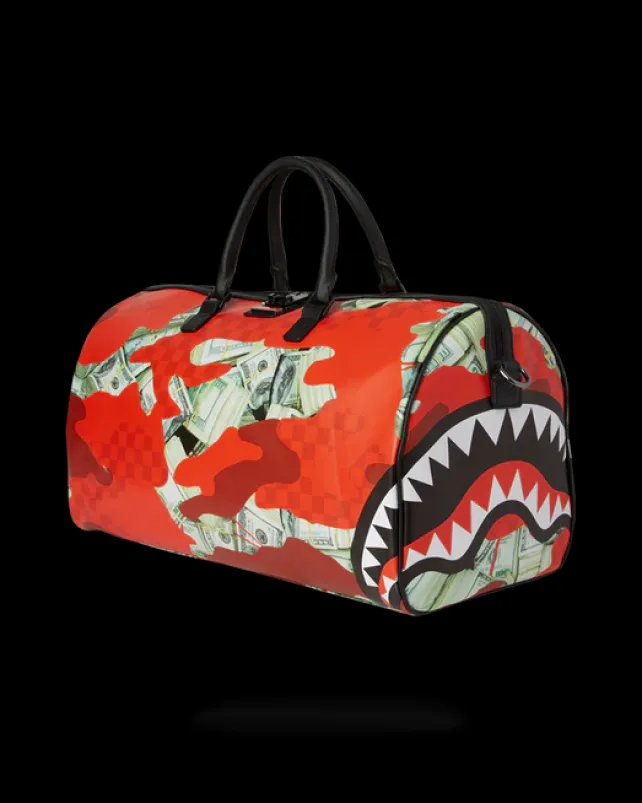 DUFFLES>SPRAYGROUND MONEY CAMO (RED) DUFFLE