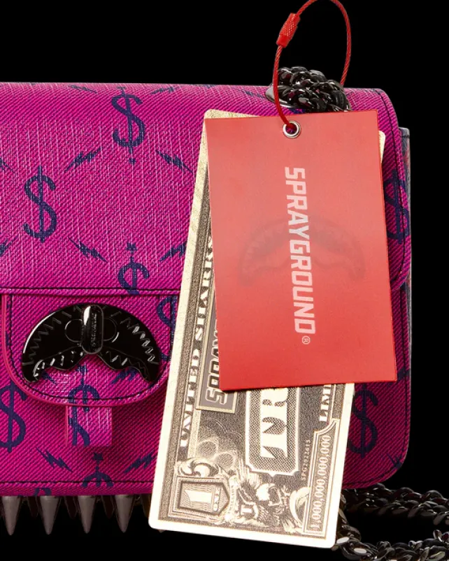 HANDBAGS>SPRAYGROUND $NAPDRAGON GOLD CHAIN SHARK HANDBAG