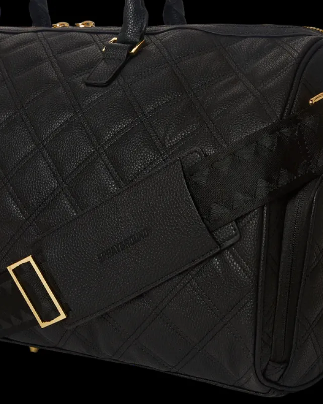 DUFFLES>SPRAYGROUND NOIR QUILT GOLD CHAIN SHARK DUFFLE