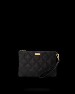 CROSSOVER CLUTCHES>SPRAYGROUND NOIR QUILT GOLD CHAIN SHARK CROSSOVER CLUTCH