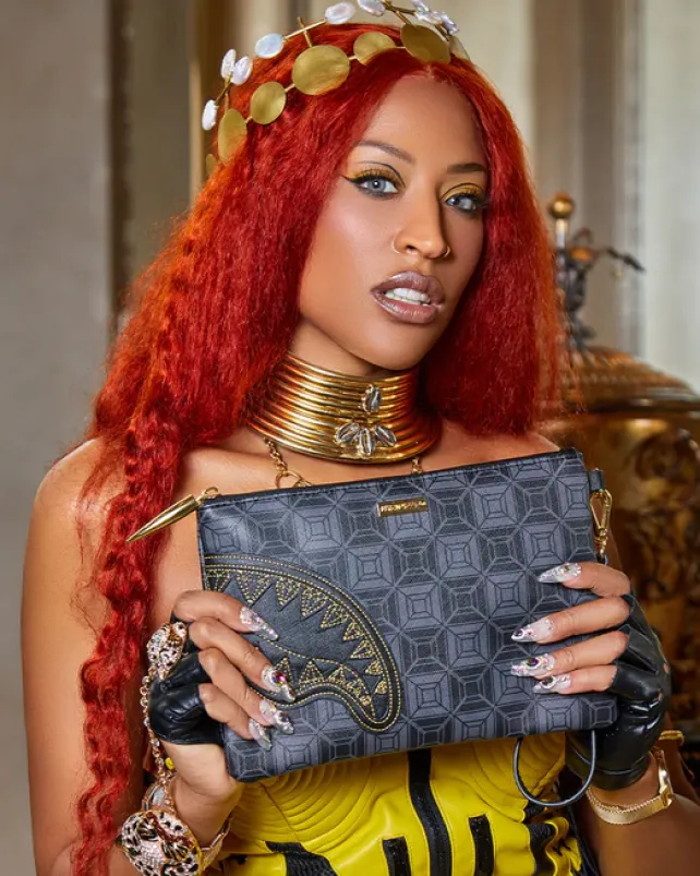 CROSSOVER CLUTCHES>SPRAYGROUND OBSIDIAN STUNNER A.i.6 SANDFLOWER COLLAB CROSSOVER CLUTCH