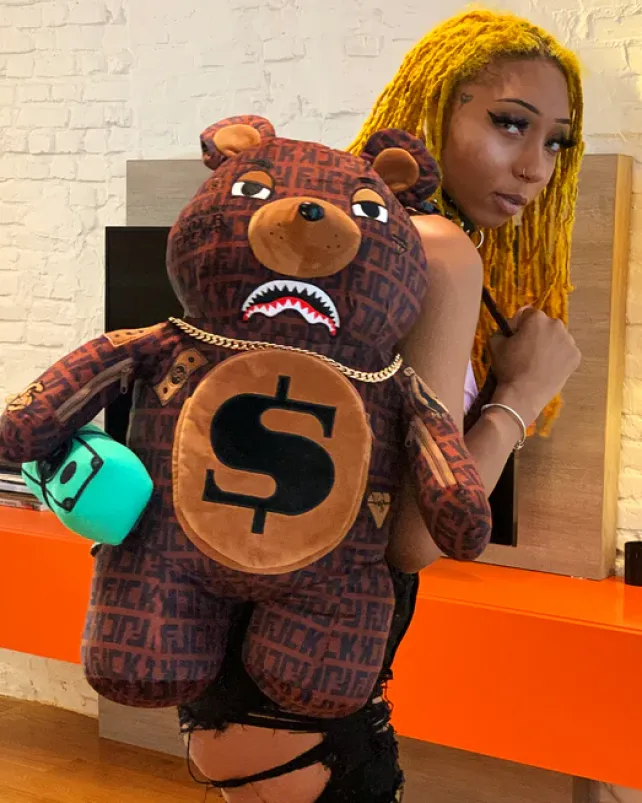 TEDDY BEAR BACKPACKS|BACKPACKS>SPRAYGROUND OFFENDED MONEYBEAR TEDDYBEAR BACKPACK