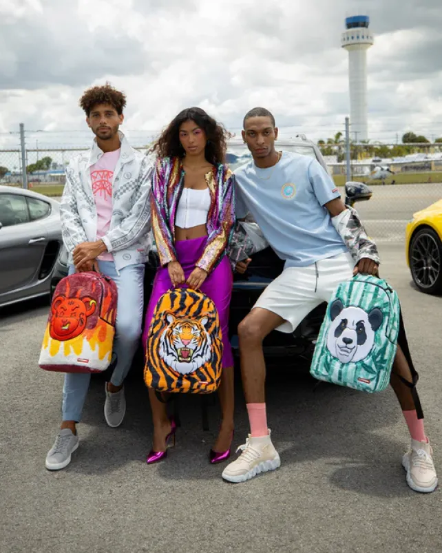 BACKPACKS>SPRAYGROUND PANDA COZY VELOUR FUR BACKPACK