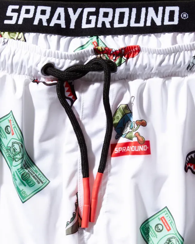 SWIMWEAR>SPRAYGROUND PATCH ALL-IN CORTO SWIM TRUNKS (WHITE)