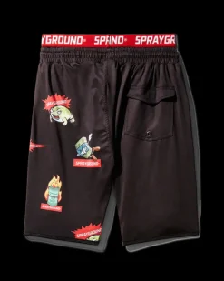 SWIMWEAR>SPRAYGROUND PATCH ALL-IN CORTO SWIM TRUNKS (BLACK)