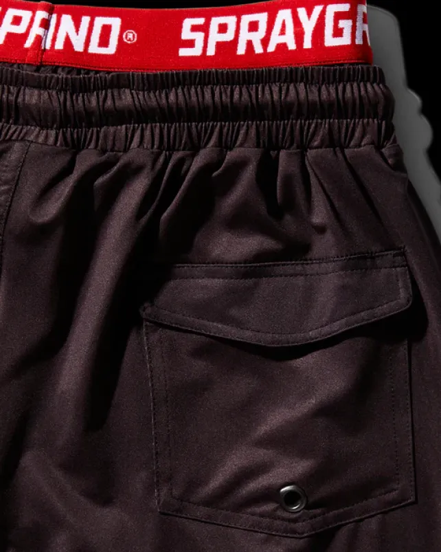 SWIMWEAR>SPRAYGROUND PATCH ALL-IN CORTO SWIM TRUNKS (BLACK)