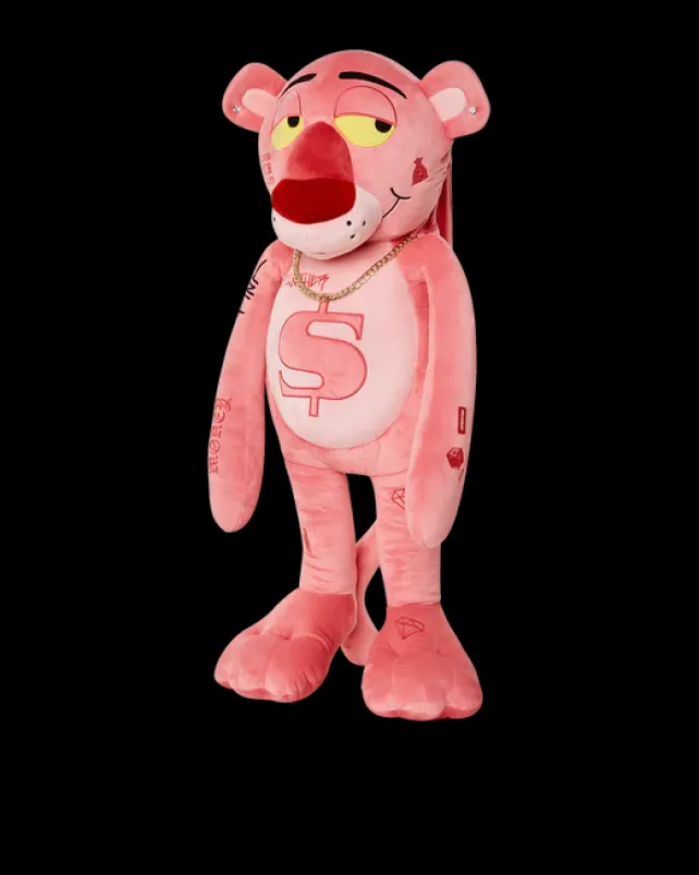 TEDDY BEAR BACKPACKS>SPRAYGROUND PINK PANTHER UP TO NO GOOD TEDDY BEAR BACKPACK