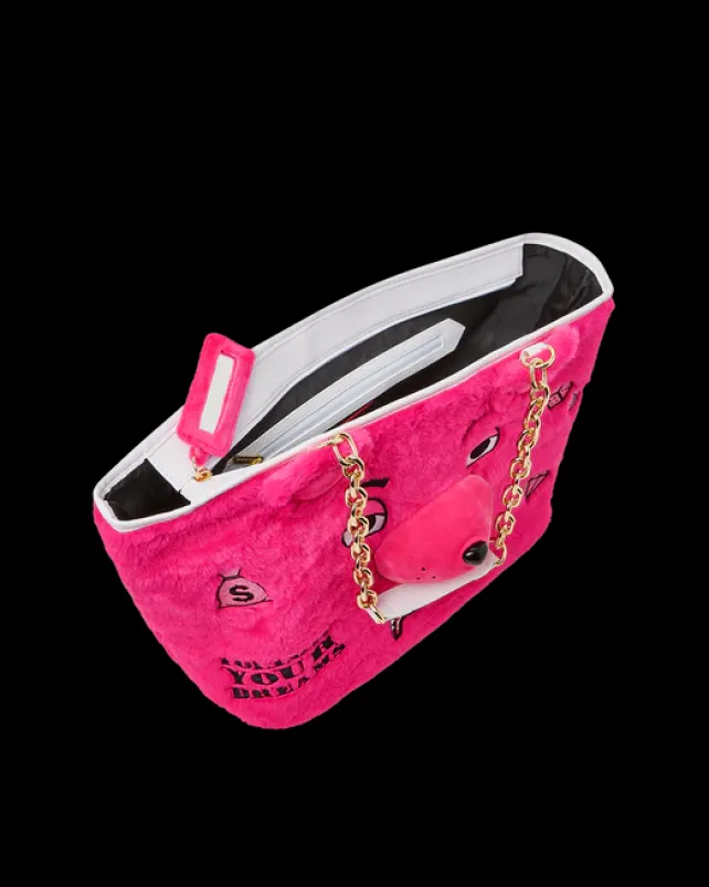 TOTES|HANDBAGS>SPRAYGROUND PLUSH MONEYBEAR TOTE (PINK)