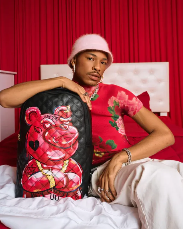 BACKPACKS>SPRAYGROUND QUILT HAND PAINTED DIABLO BEAR BACKPACK (DLXV)
