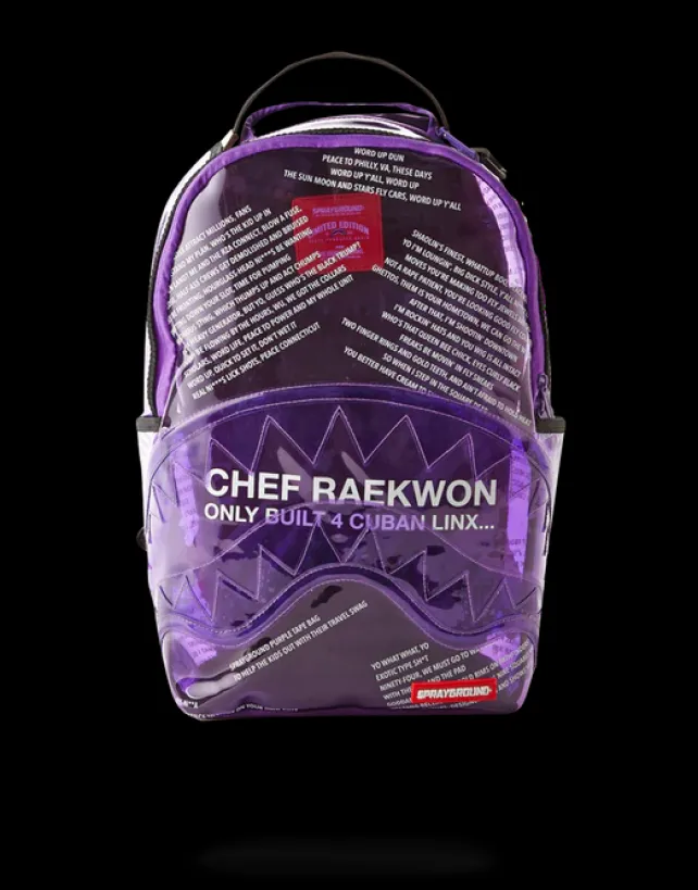 BACKPACKS>SPRAYGROUND RAEKWON PURPLE TAPE SHARK
