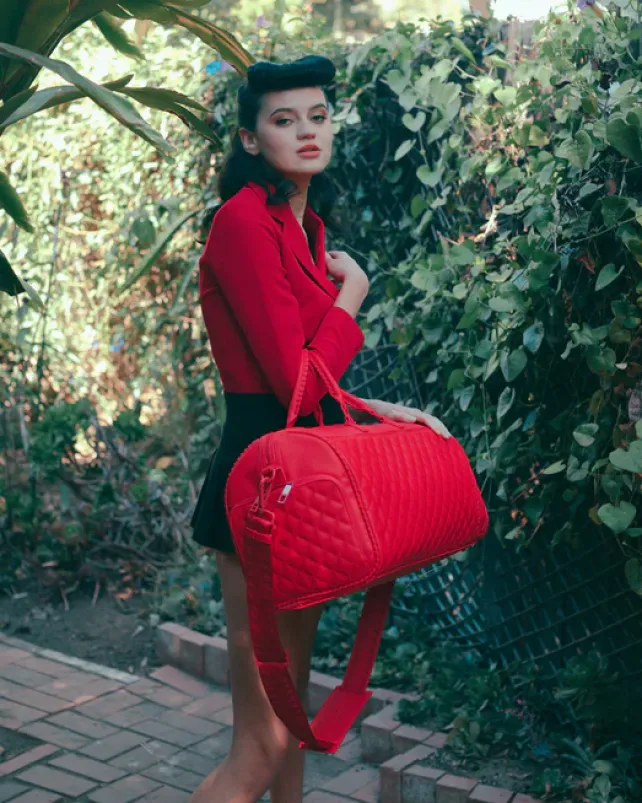 DUFFLES>SPRAYGROUND RED RIVIERA EMPEROR DUFFLE