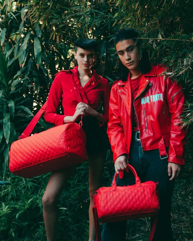 DUFFLES>SPRAYGROUND RED RIVIERA EMPEROR DUFFLE