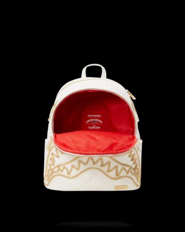 SAVAGES|BACKPACKS>SPRAYGROUND RIVIERA LE BLANC GOLD CHAIN SHARK SAVAGE BACKPACK