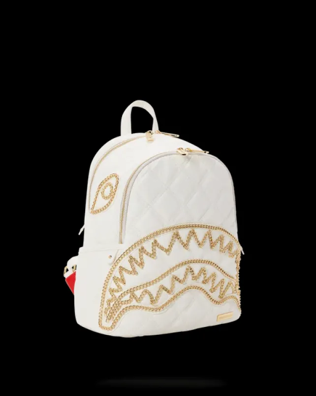 SAVAGES|BACKPACKS>SPRAYGROUND RIVIERA LE BLANC GOLD CHAIN SHARK SAVAGE BACKPACK
