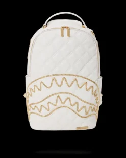 BACKPACKS>SPRAYGROUND RIVIERA LE BLANC GOLD CHAIN SHARK BACKPACK (DLXV)