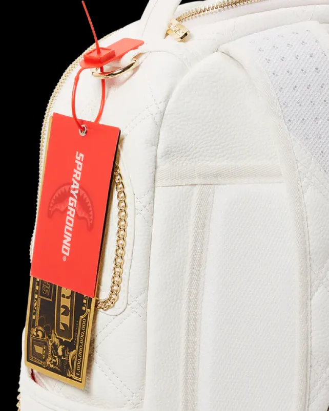 BACKPACKS>SPRAYGROUND RIVIERA LE BLANC GOLD CHAIN SHARK BACKPACK (DLXV)