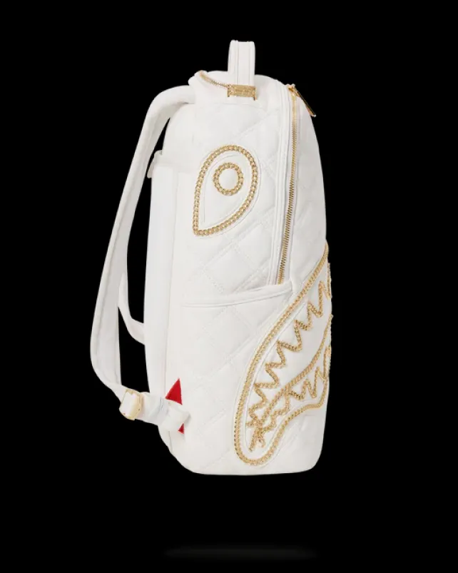 BACKPACKS>SPRAYGROUND RIVIERA LE BLANC GOLD CHAIN SHARK BACKPACK (DLXV)