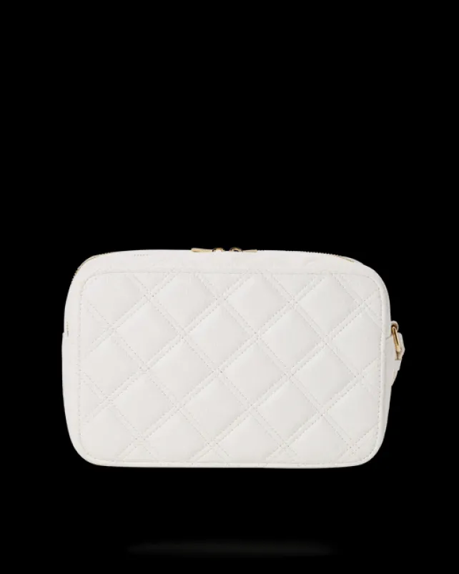 TOILETRIES AKA MONEY BAGS>SPRAYGROUND RIVIERA LE BLANC GOLD CHAIN SHARK TOILETRY BAG