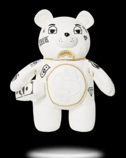 TEDDY BEAR BACKPACKS|BACKPACKS>SPRAYGROUND RIVIERA LE BLANC GOLD CHAIN MONEYBEAR TEDDYBEAR BACKPACK