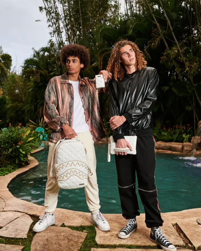 WALLETS>SPRAYGROUND RIVIERA LE BLANC GOLD CHAIN SHARK WALLET