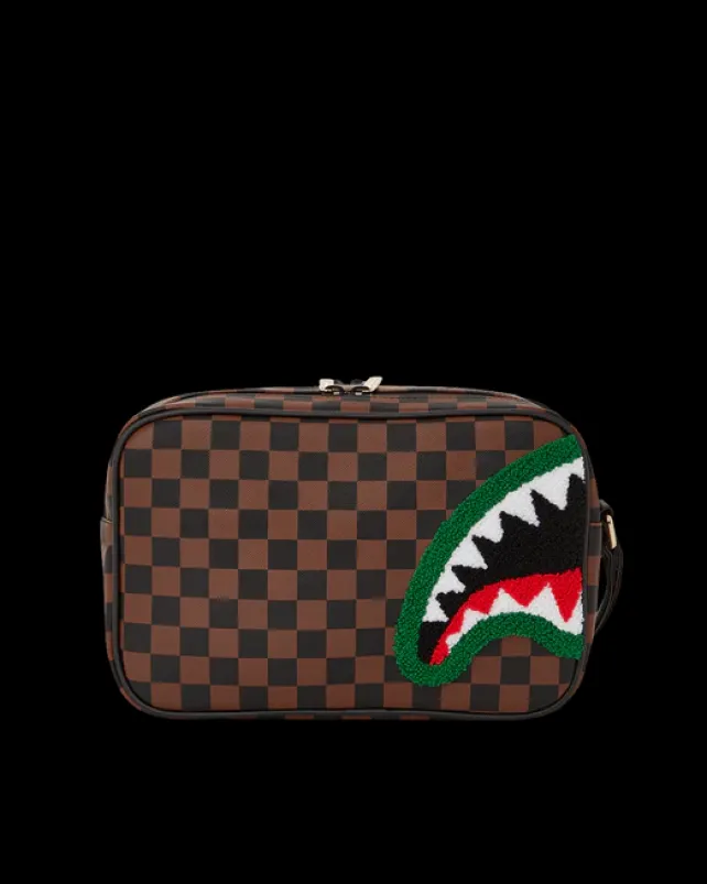 TOILETRIES AKA MONEY BAGS>SPRAYGROUND ROMEO AIR ITALIA SHARK TOILETRY BAG
