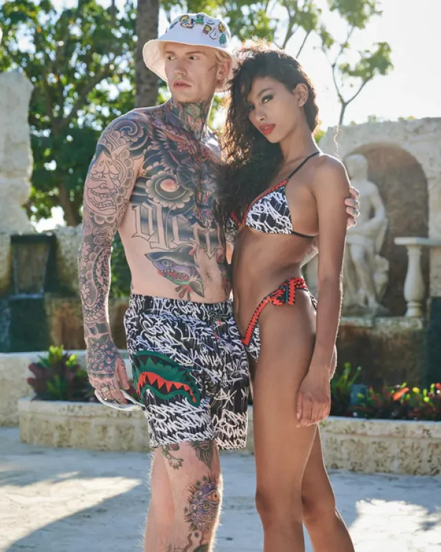 SWIMWEAR>SPRAYGROUND SCRIBBLE SHARK SHOTO SWIM TRUNKS