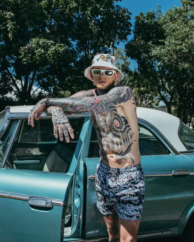SWIMWEAR>SPRAYGROUND SCRIBBLE SHARK SHOTO SWIM TRUNKS