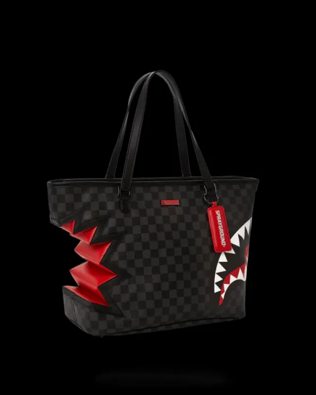 TOTES>SPRAYGROUND SHARK BITE SHARKS IN PARIS GRAY TOTE