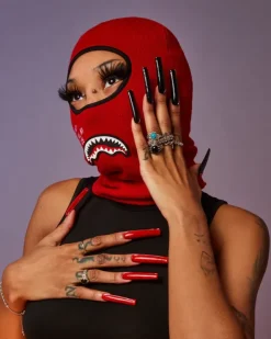 SKI MASKS|COLD WEATHER GEAR>SPRAYGROUND SHARK CENTRAL SKI MASK (RED)