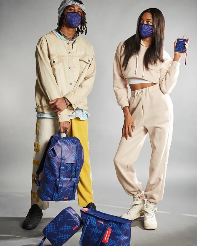 FACE MASKS>SPRAYGROUND SHARK CHECK (BLUE) FACE MASK