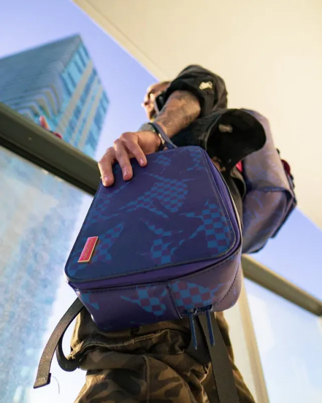 TOILETRIES AKA MONEY BAGS>SPRAYGROUND SHARK CHECK (BLUE) TOILETRY