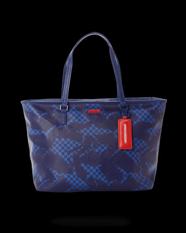 TOTES>SPRAYGROUND SHARK CHECK (BLUE) TOTE